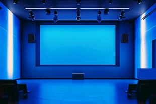 蓝色调沉浸式观影放映厅