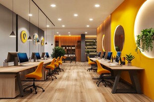 现代明亮的开放式办公空间