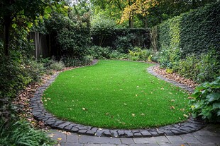 静谧庭院中的翠绿草坪