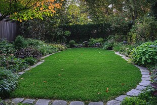 静谧庭院中的翠绿草坪