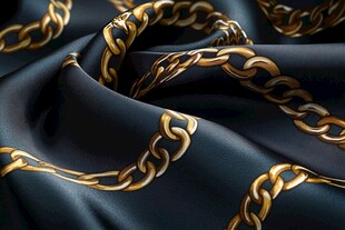 黑金链条缠绕丝绸质感图