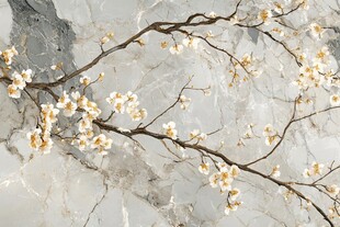 玉梅绽于大理石背景