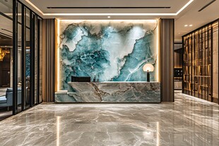 奢华大理石风酒店大堂前台