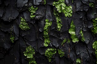 树皮上的翠绿苔藓