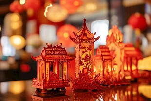 中式传统红灯笼精致摆件