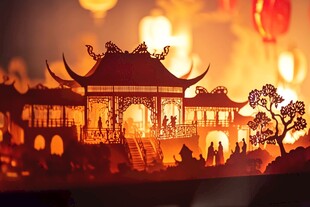 古风亭阁夜景梦幻氛围