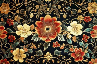 中式复古花卉锦纹图案