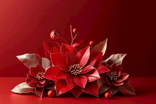 红色一品红节日装饰摆件