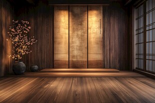 日式禅意静谧木质室内空间