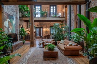 复古工业风绿植满盈客厅