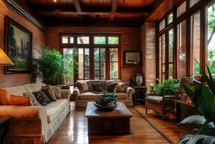 复古风木质客厅舒适空间