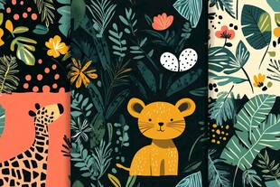 动物与植物的趣味插画