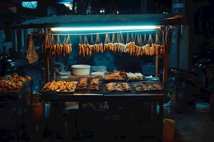 夜市飘香的美味烧烤摊