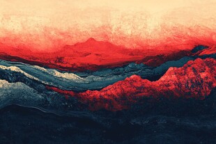 红色山峦抽象艺术风景