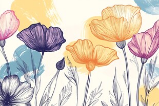 手绘多彩花卉插画背景图