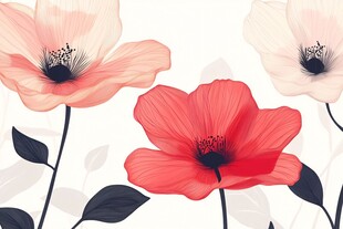 三朵绚丽花朵插画