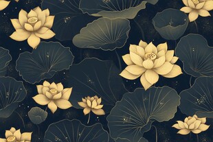 金色荷花荷叶中式背景图