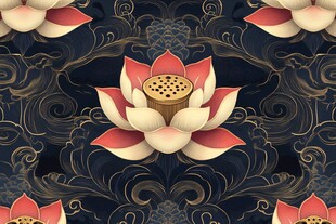 中式莲花纹案 典雅国风设计