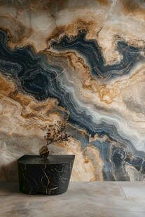 大理石墙面搭配精致摆件