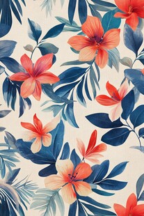 热带花卉植物无缝图案