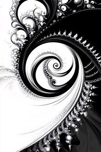 黑白螺旋分形艺术图案