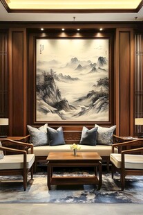 中式典雅客厅的山水风情