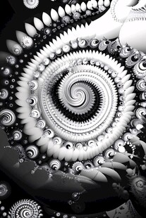 黑白螺旋分形艺术图案