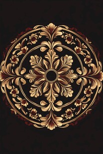 复古金色圆形华丽装饰图案