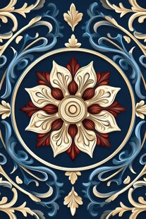 复古华丽圆形花卉装饰图案