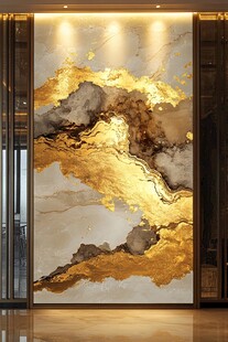 金墨山水玄关装饰画