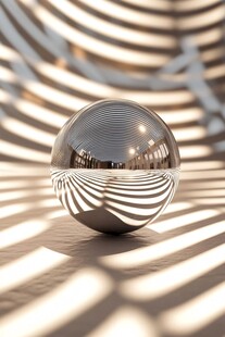 金属球体与光影抽象艺术