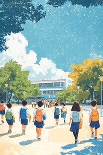 学生们结伴走向校园