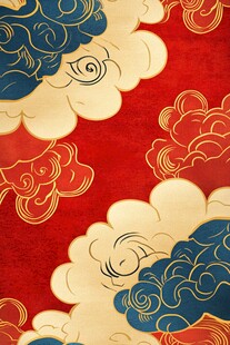 中式红底云纹精美图案