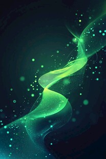 梦幻绿光飘带粒子背景图