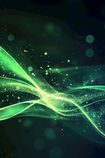梦幻绿光线条粒子背景图