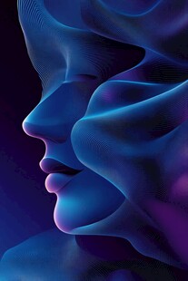 梦幻渐变抽象人脸艺术图