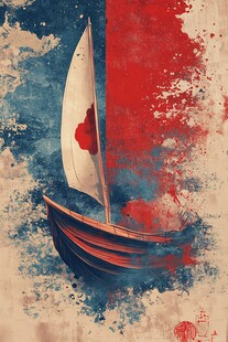 帆船于斑驳色彩中启航