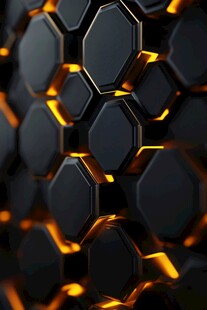 炫酷黑橙六边形科技背景