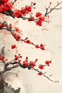 红梅傲雪图