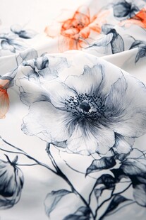 水墨花卉图案的精美织物