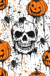万圣节恐怖元素无缝图案