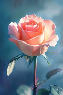 粉嫩娇艳的单枝玫瑰花