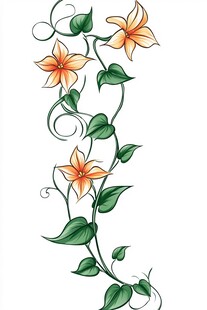 藤蔓花朵插画图案