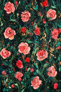 浪漫手绘风玫瑰花背景图