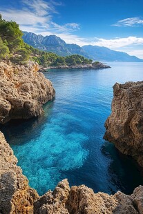 碧海岩岸的绝美山海风光