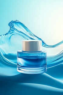 水润蓝瓶护肤品展示