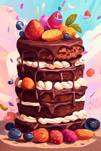 梦幻多层巧克力水果蛋糕