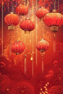 喜庆红灯笼营造节日氛围