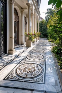 奢华庭院大理石精美步道