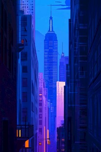 霓虹都市高楼夜景